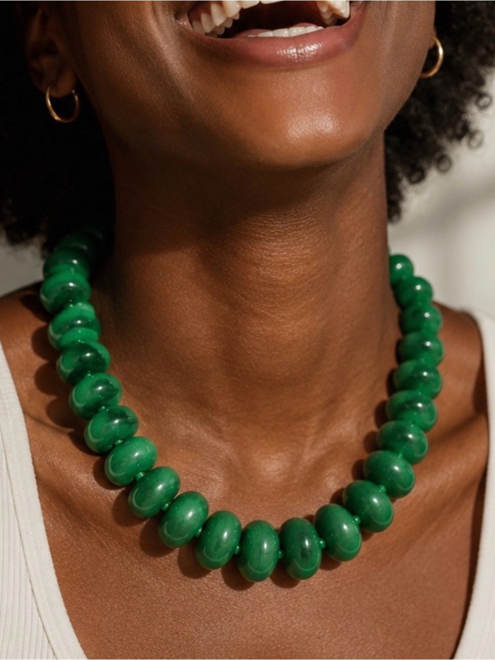 Chunky Green Beaded Statement Necklace - Women Jewelry